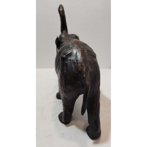 Vintage Leather Wrapped Brown Elephant Figurine 13" Long by 10.5" Tall Realistic - Picture 4 of 14